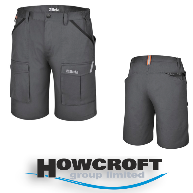 Beta Tools Workwear 7931MG Work bermuda cargo shorts, 100% cotton, grey XS-3XL
