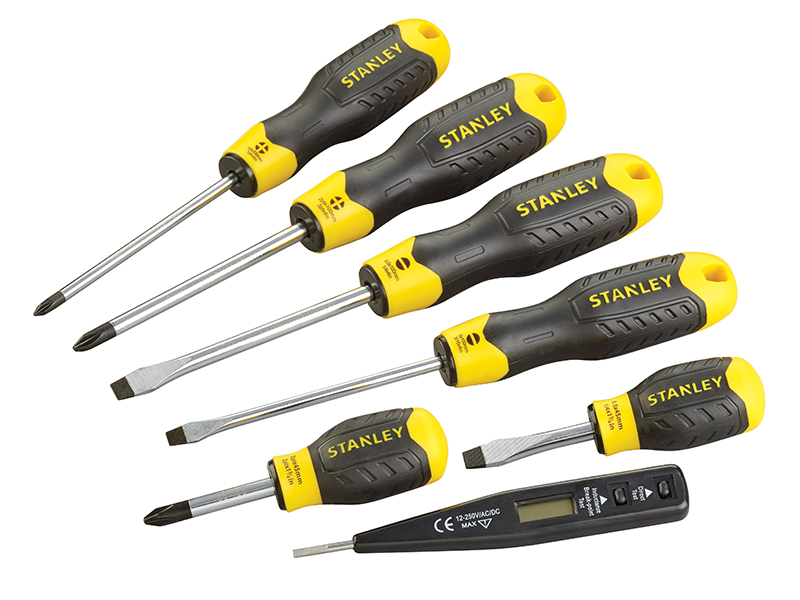 Cushion Grip Screwdriver Set, 7 Piece/Voltage Tester
