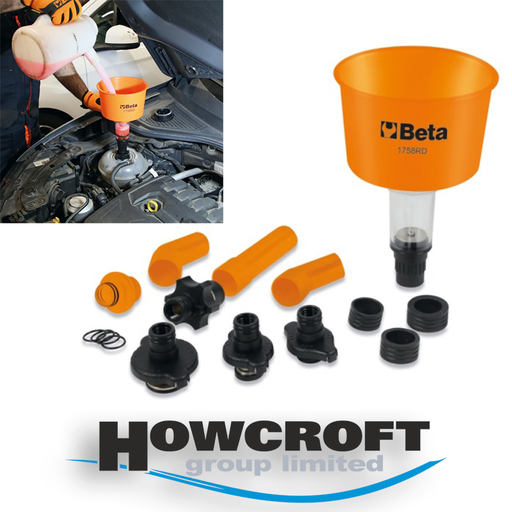 [1758RD] BETA Tools 1758RD Coolant funnel with quick couplings, 1600 ml capacity, with non-return valve, to avoid air bubble formation