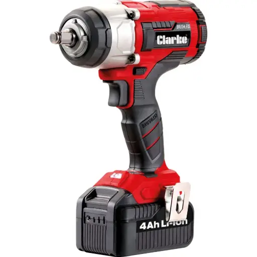 [CIR184LIP] Clarke 4500619 CIR184LIP 18V Brushless High Torque 400Nm 1/2" Drive Impact Wrench With 2 x 18V Li-ion 4Ah Batteries & Charger - 230V Quick Charger