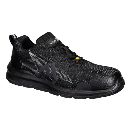 PORTWEST FC32 - Composite Textile Safety Trainers S1PS ESD SR FO Black / Zoom Grey 36 - 48 PPE Footwear